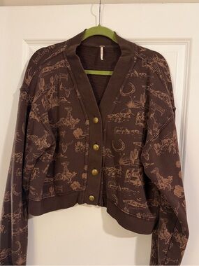 Free People Grace Western Print Cardigan